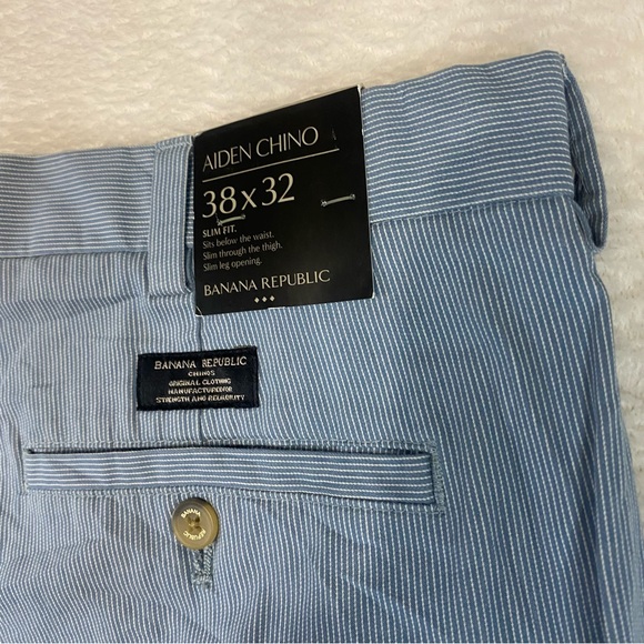 Banana Republic Dress Pants Mens 38X32 Aiden Chino Gray White Slim Fit Straight - Picture 3 of 9